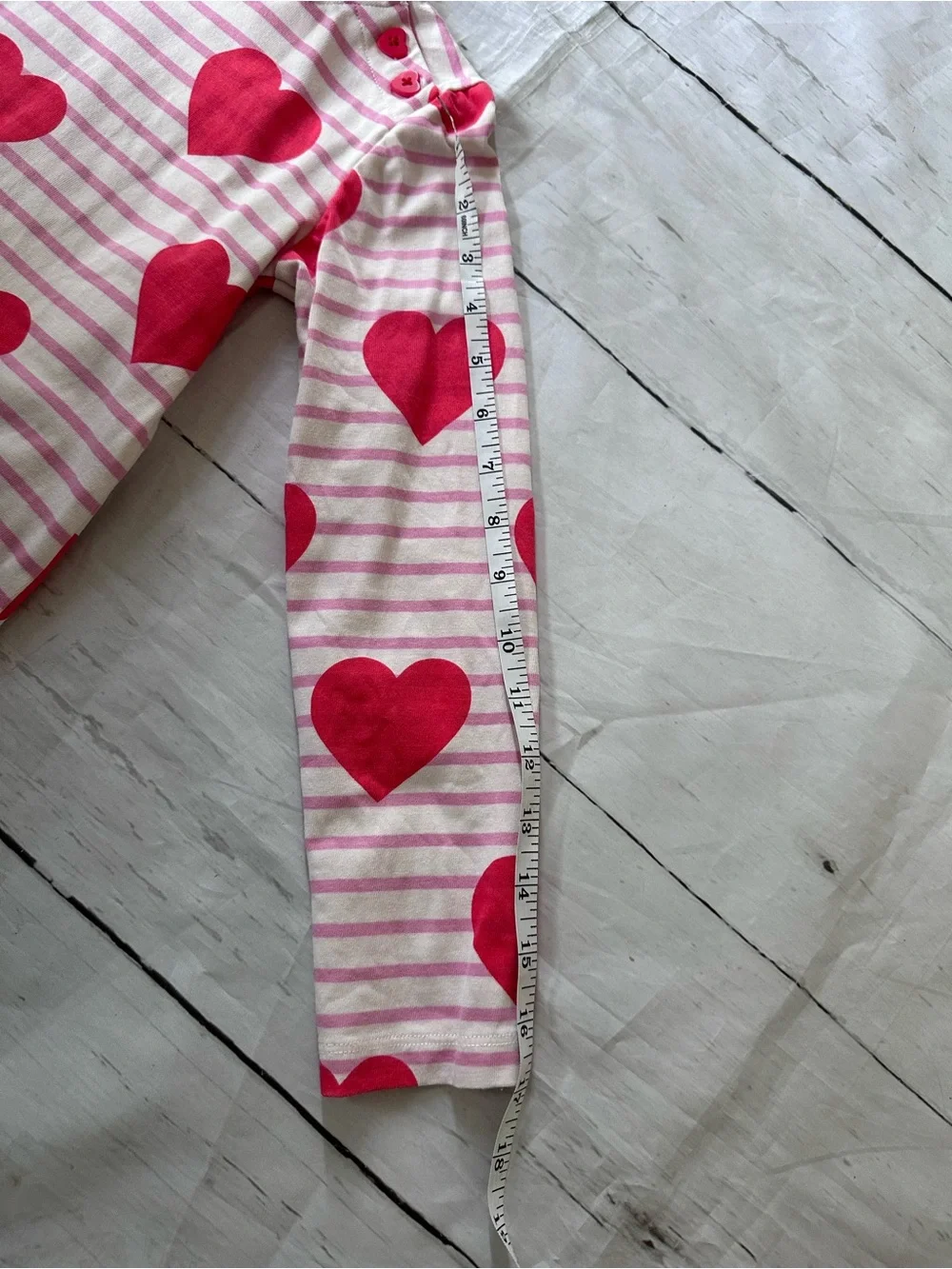 Mini Boden Pink and Red Heart Stripe Long Sleeve Dress size 7-8